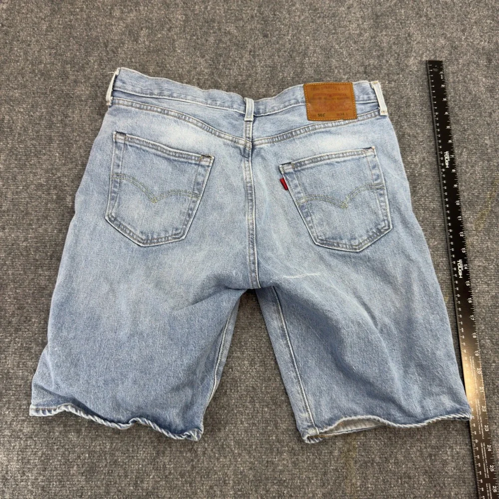 Levis Premium 501 Denim Shorts Light Wash Blue Size 34 Summer Americana